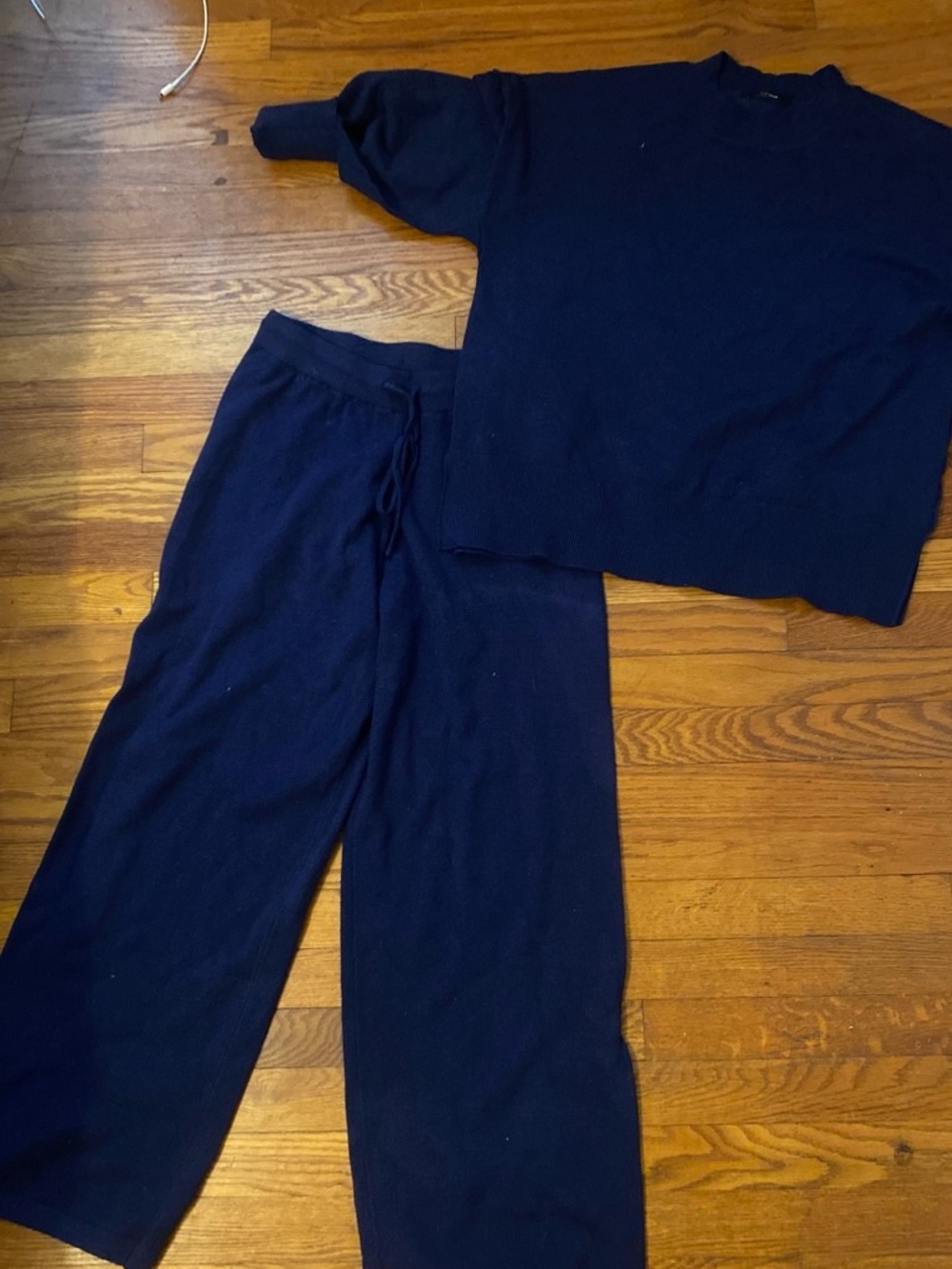 Navy Knit Loungewear Set - Cozy Sweater & Drawstring Pants